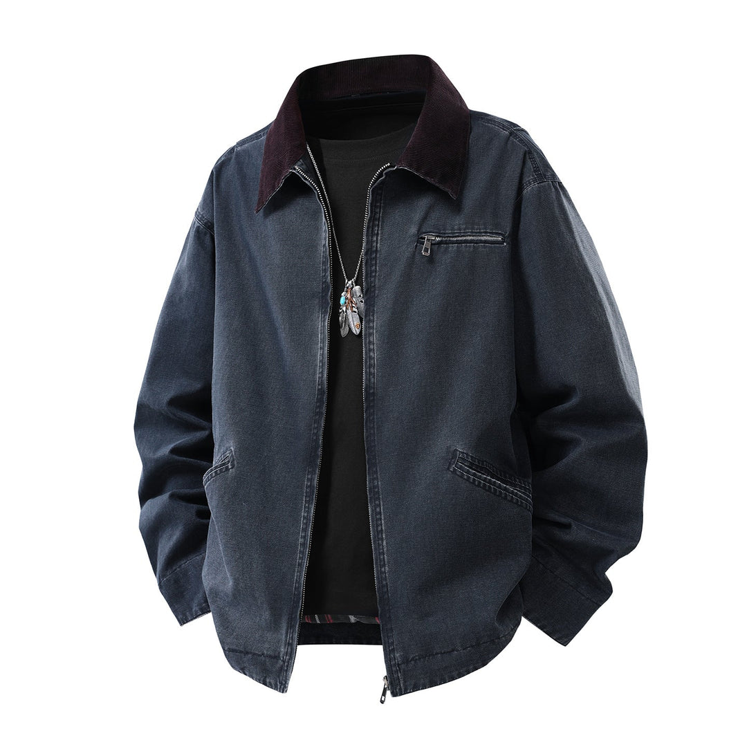Men's Long-Sleeve Jacket with Collar and Pockets