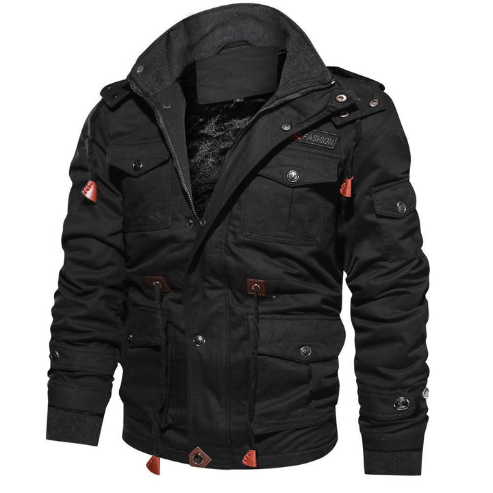 Men's insulated utility field jacket with drawstring and pockets