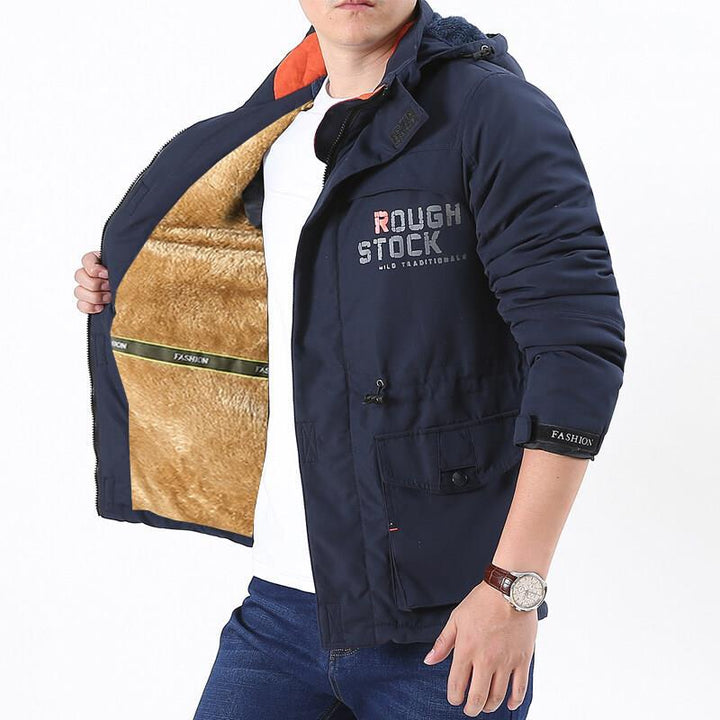 Men's parka with hood and pockets
