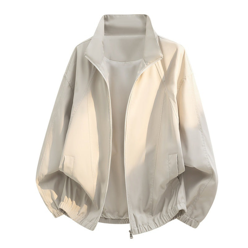 Men’s oversized lightweight blouson jacket with a stand collar and elastic hem