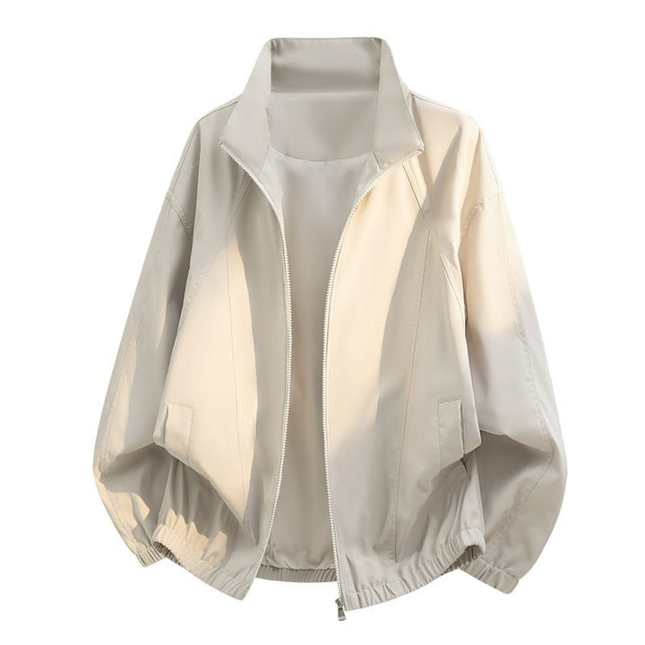 Men’s oversized lightweight blouson jacket with a stand collar and elastic hem