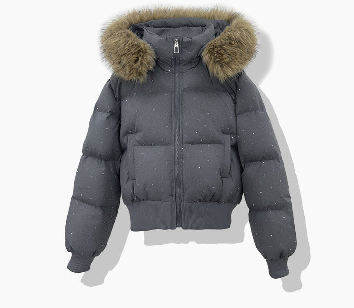 Women’s short quilted jacket with detachable hood