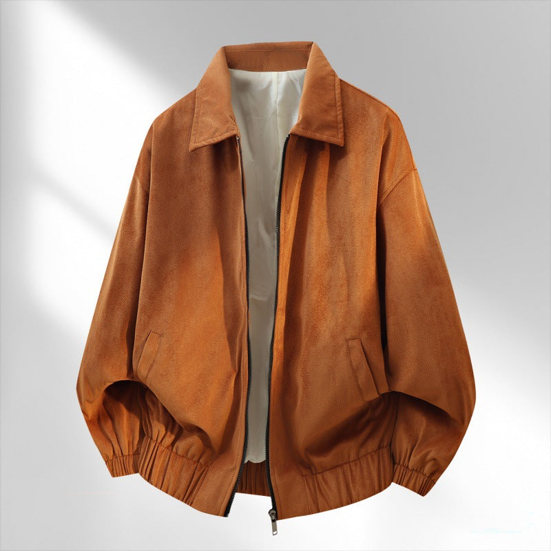 Men’s bomber jacket with a shirt collar, elasticated hem, and soft lining