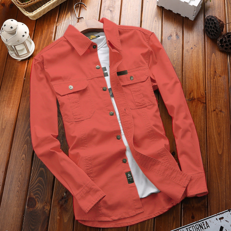 Men’s canvas overshirt with flap chest pockets and reinforced seams