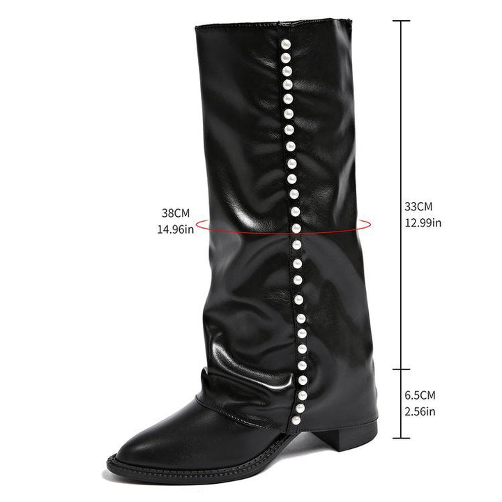 Women's boots with pearl embellishments and non-slip soles