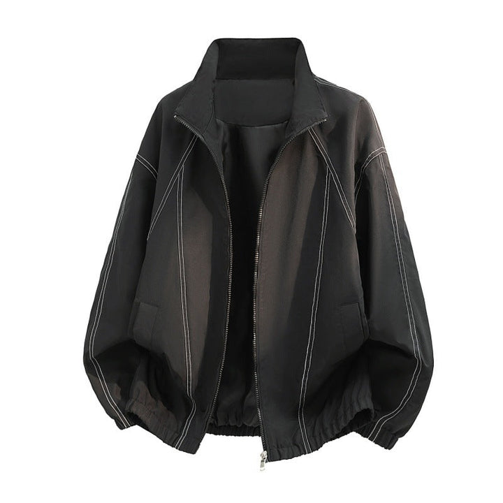 Men’s oversized lightweight blouson jacket with a stand collar and elastic hem