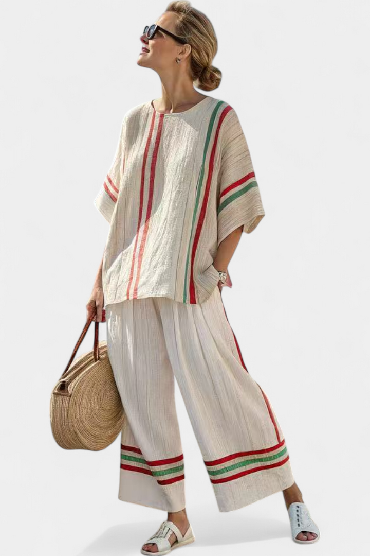 Noemi - printed boho blouse and comfortable wide-leg trousers