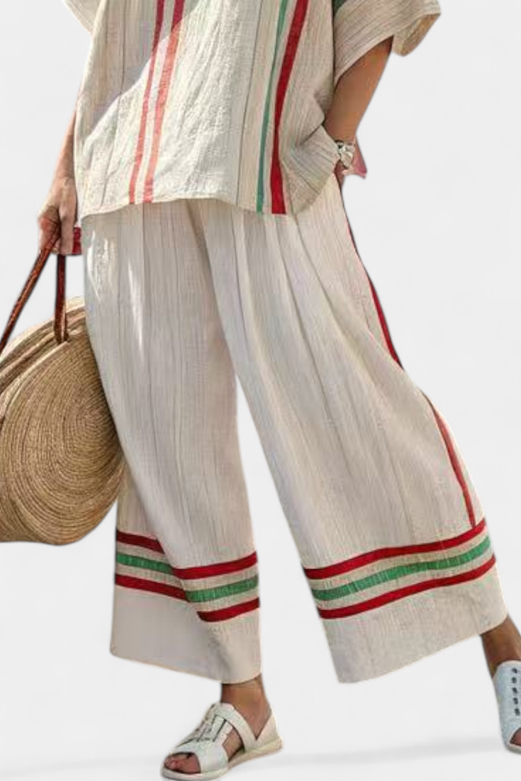 Noemi - printed boho blouse and comfortable wide-leg trousers