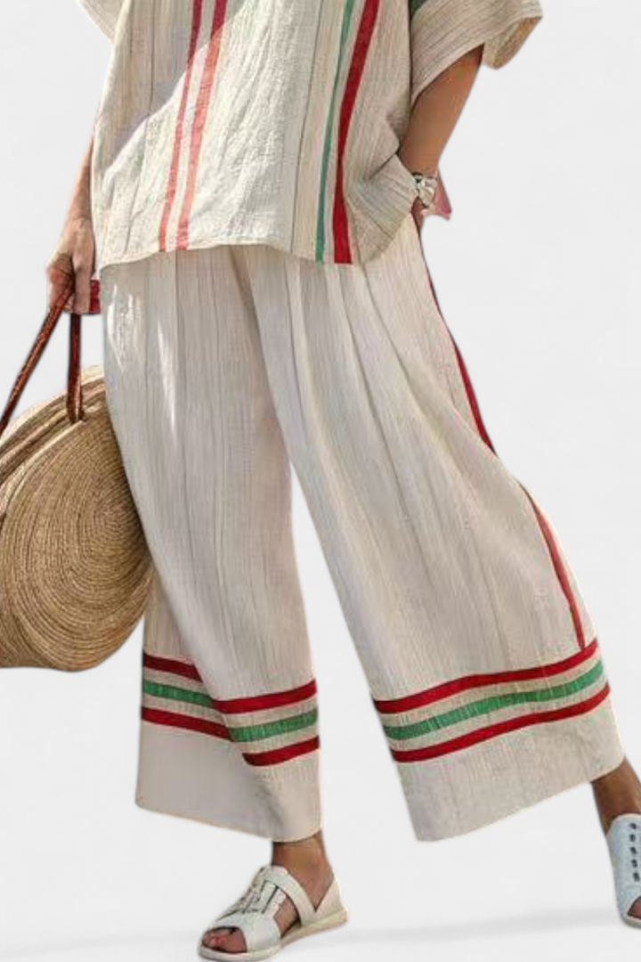 Noemi - printed boho blouse and comfortable wide-leg trousers