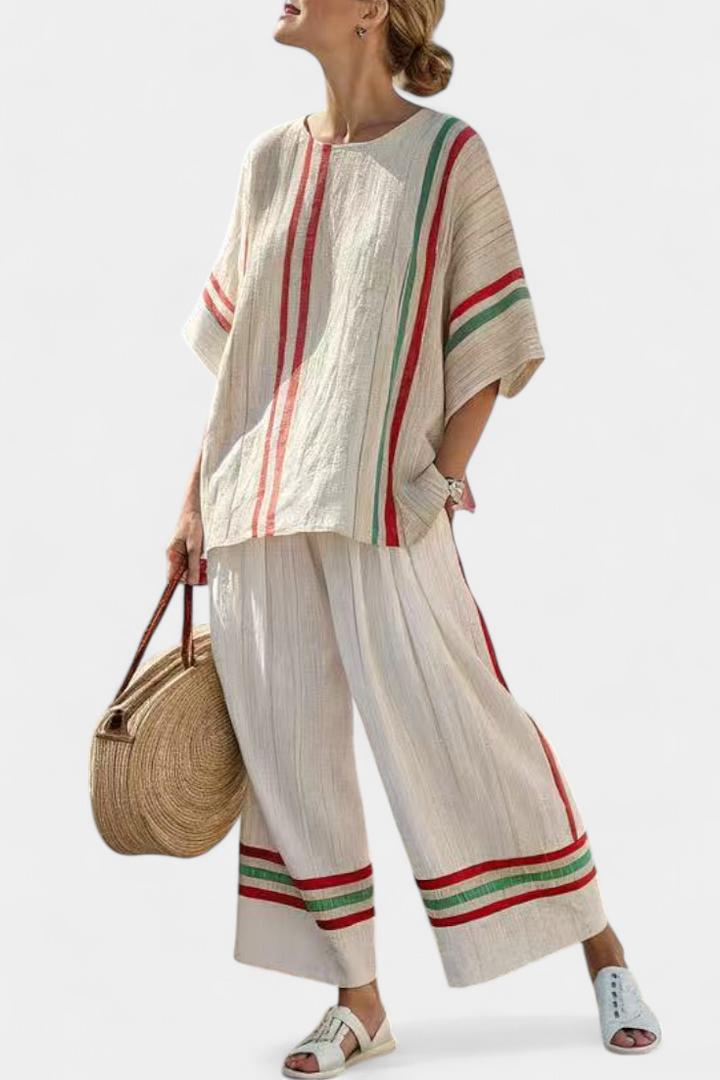 Noemi - printed boho blouse and comfortable wide-leg trousers