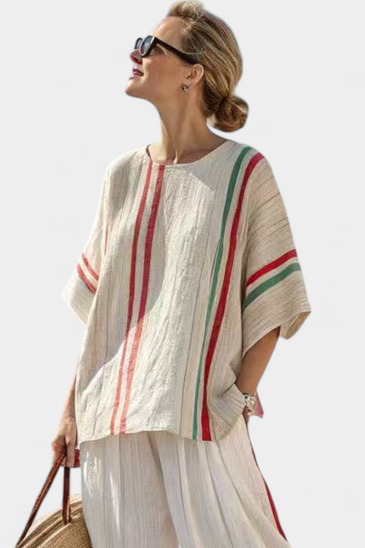 Noemi - printed boho blouse and comfortable wide-leg trousers