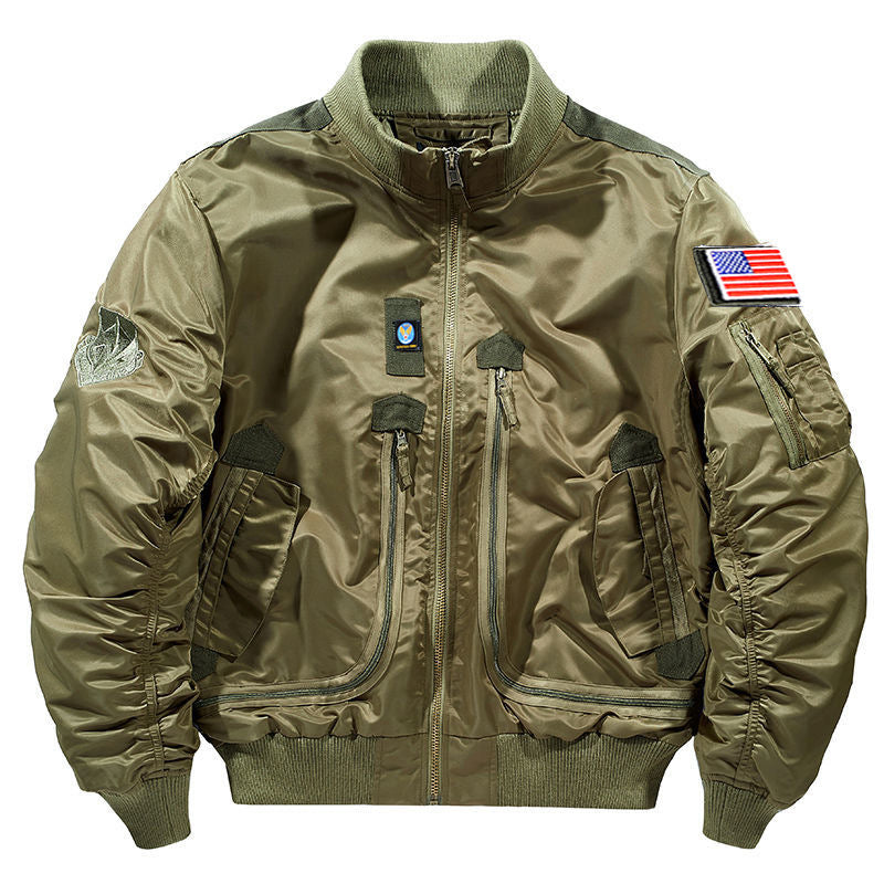 Men’s aviator-style bomber jacket with multiple pockets