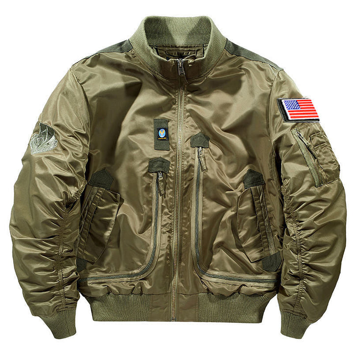 Men’s aviator-style bomber jacket with multiple pockets