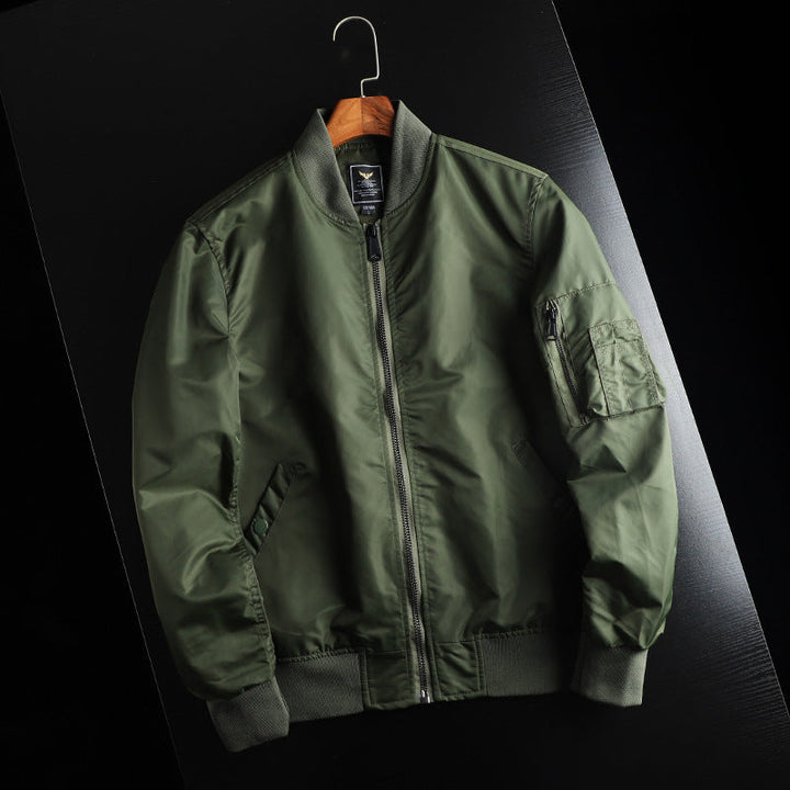 Men’s wind-resistant nylon bomber jacket in MA-1 style with sleeve pocket