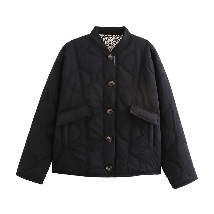 Women's long-sleeve crew-neck cardigan with buttons and pockets
