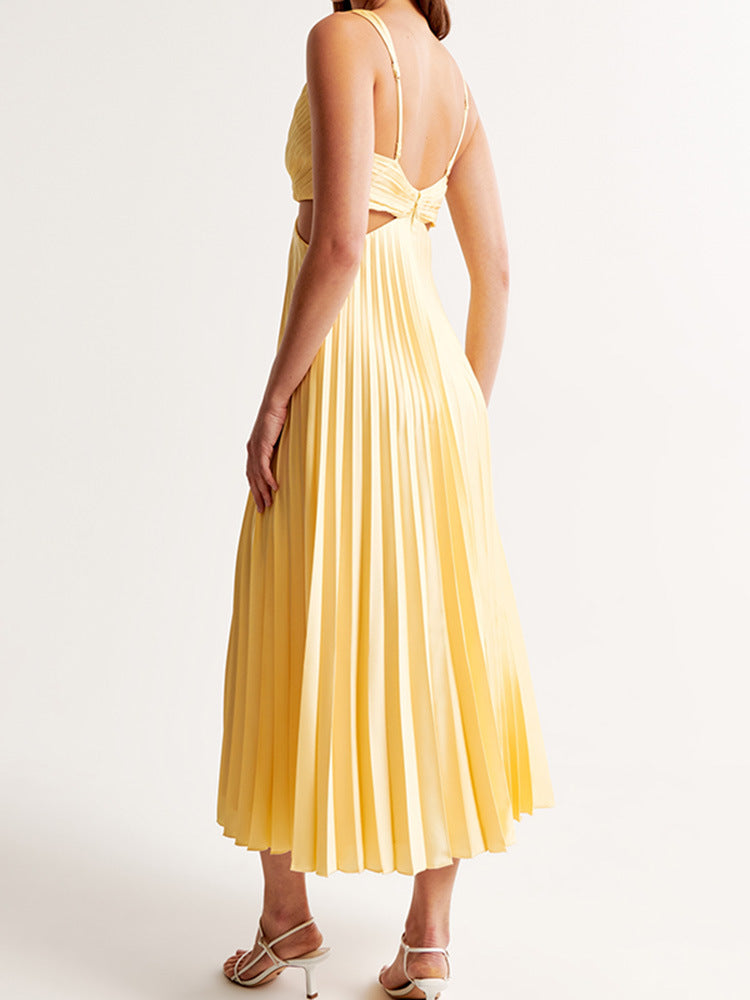Sarai - Trendy Solid Color V-Neck Maxi Dress