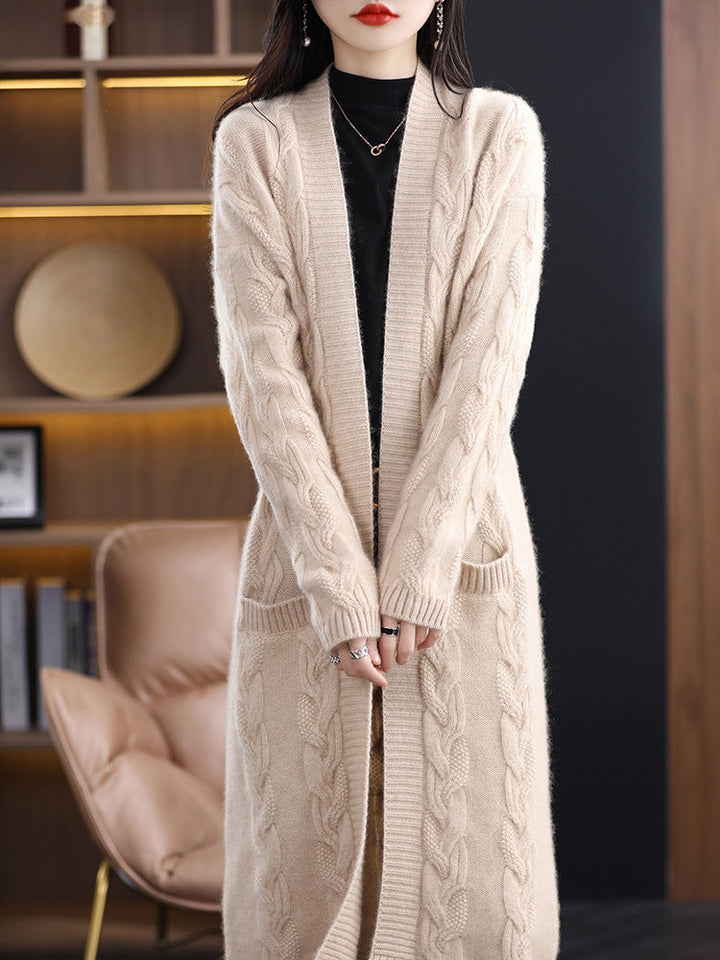 Women's oversized long cardigan with stripes