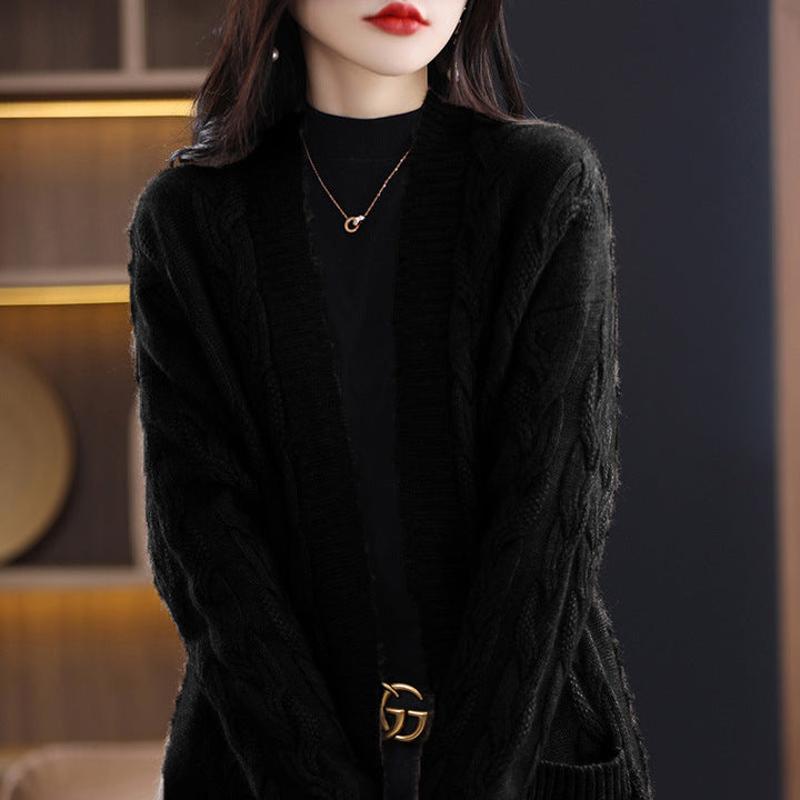 Women's oversized long cardigan with stripes