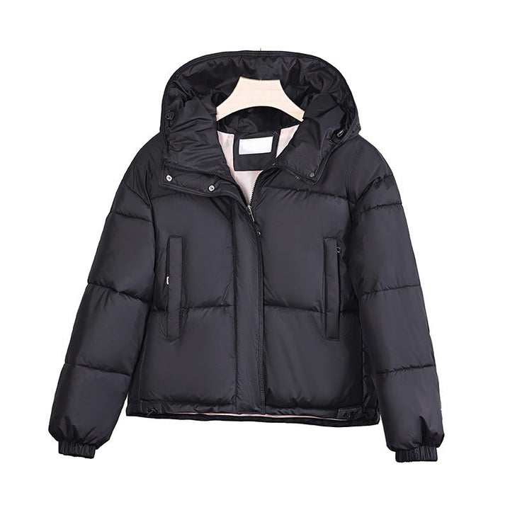 Women’s padded hooded jacket in a boxy cut with a concealed zipper placket