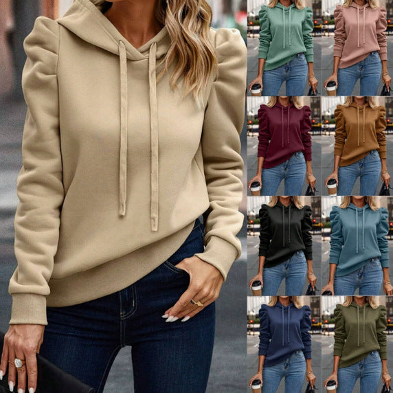 Women's hooded sweatshirt with drawstring