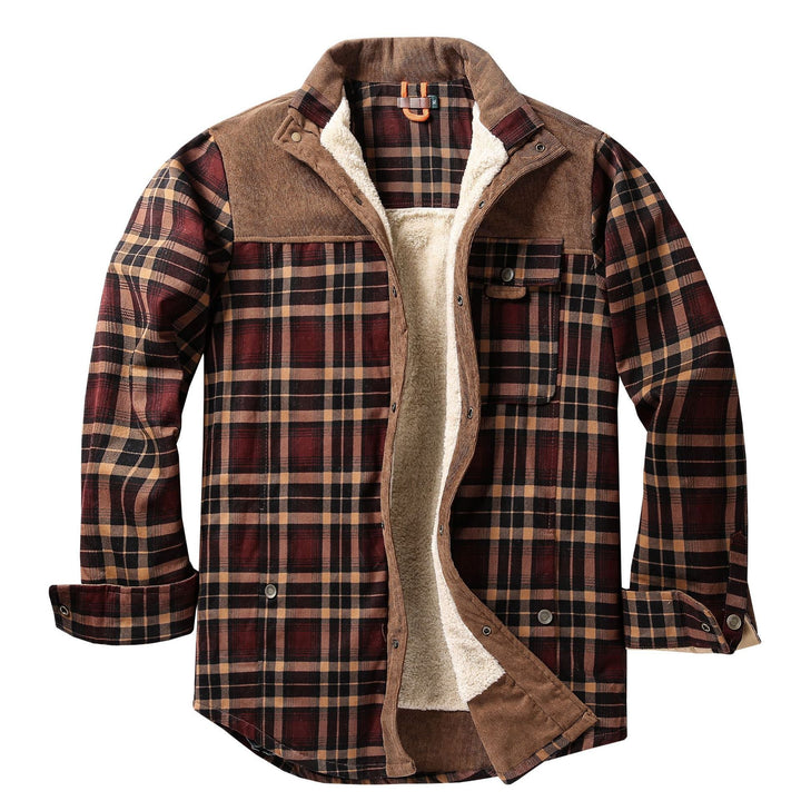 Men's shirt jacket with plaid pattern and pockets