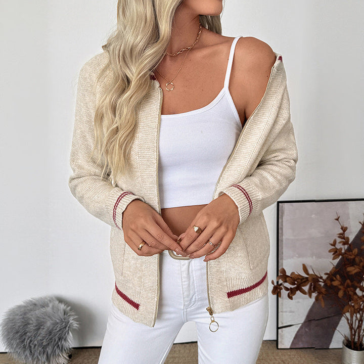 Women's Long-Sleeve Zip-Up Bomber Cardigan with Pockets
