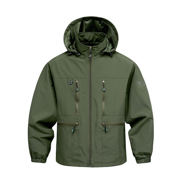 Men's Long-Sleeve Hooded Jacket with Pockets