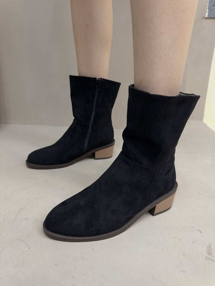 Women's ankle boots with block heels and zippers