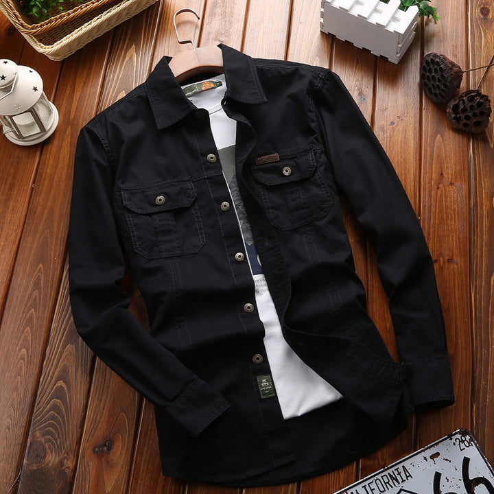 Men’s canvas overshirt with flap chest pockets and reinforced seams