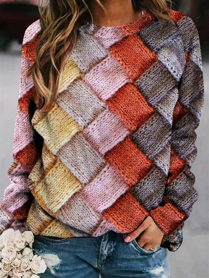 Women's sweater with crew neck and long sleeves