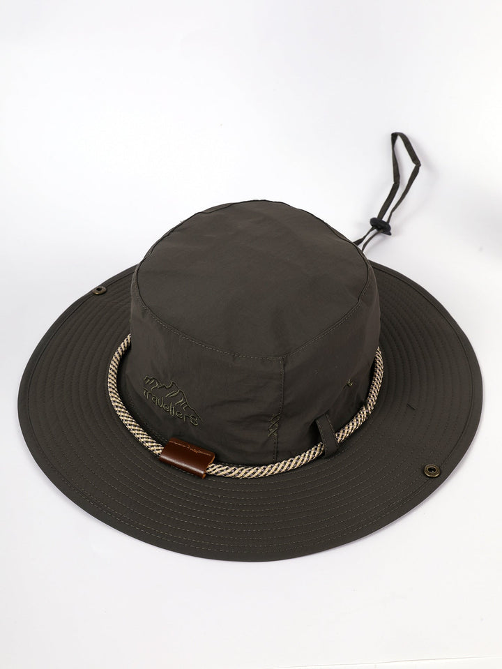 Damen Sonnenhut mit breiter Krempe und Nackenband