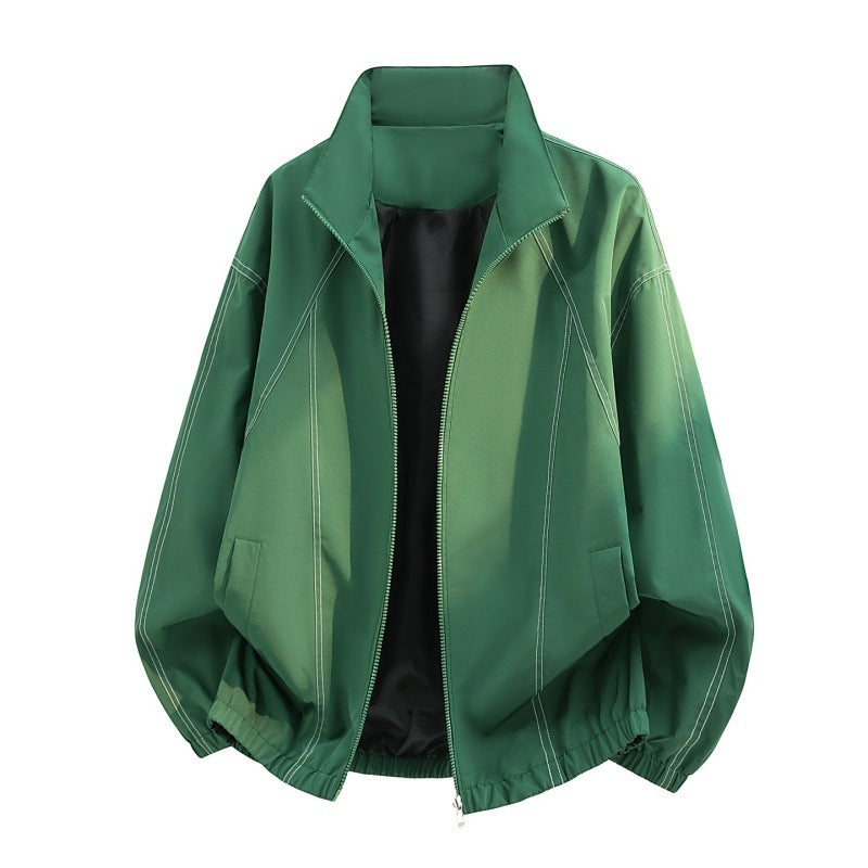 Men’s oversized lightweight blouson jacket with a stand collar and elastic hem