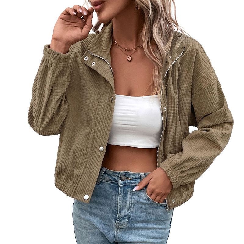 Women’s cropped long-sleeve jacket with pockets