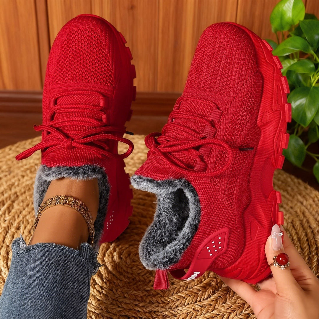 Alina™ - Casual, Lightweight Lace-Up Fleece Sneakers