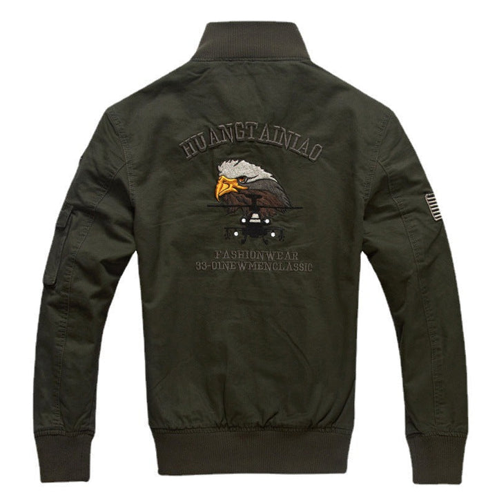 Men's Long-Sleeve Military-Style Jacket with Pockets