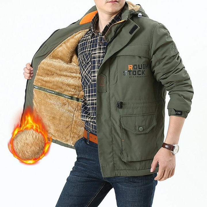 Men's parka with hood and pockets