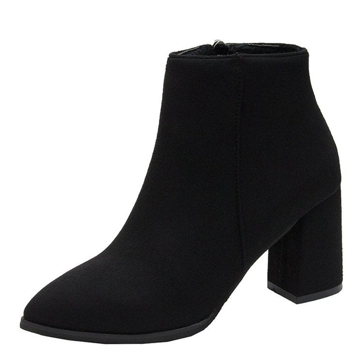 Women's ankle boots with a block heel and zipper