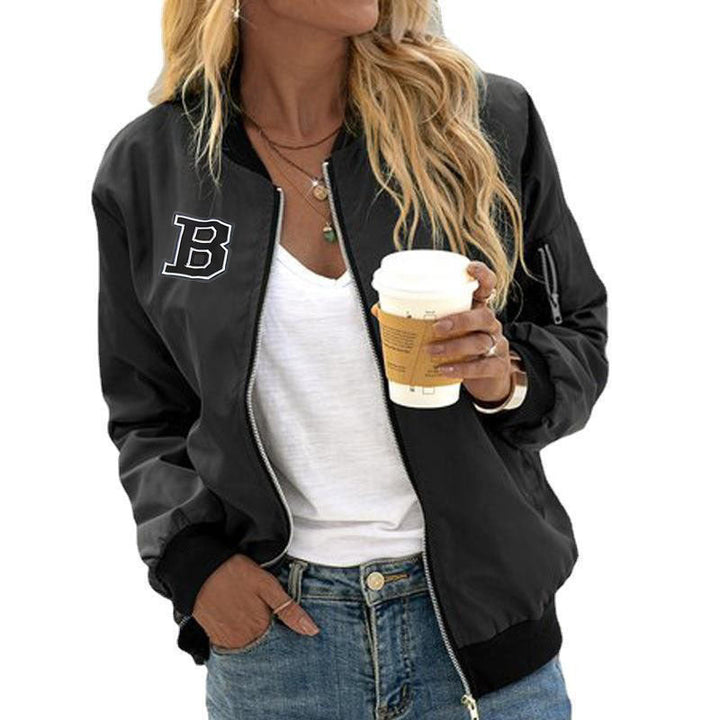 Women's bomber jacket with practical pockets and zipper closure