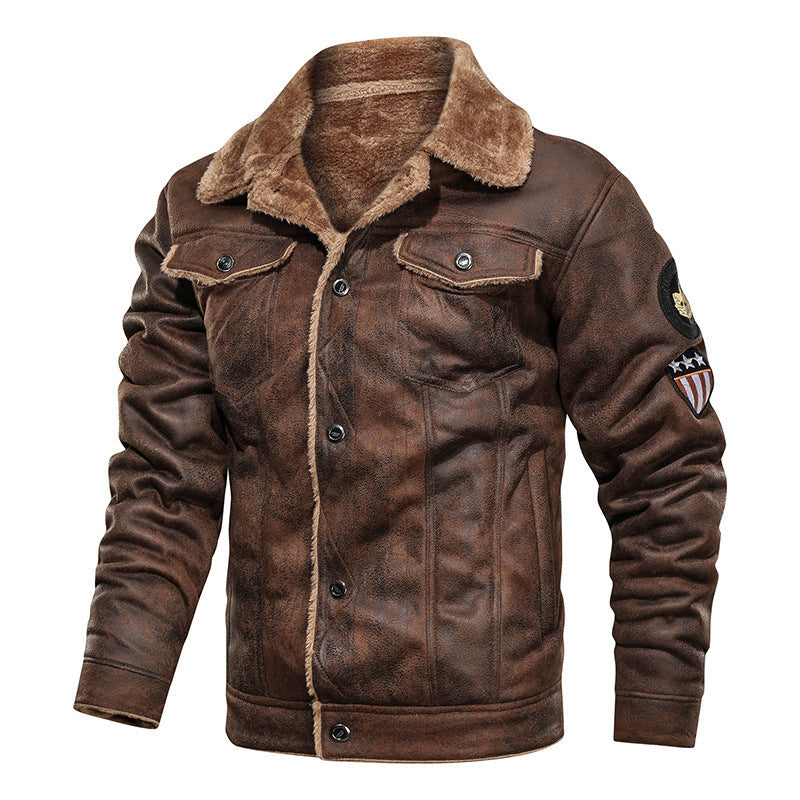 Men’s lined denim jacket with teddy lining and snap-button fastening