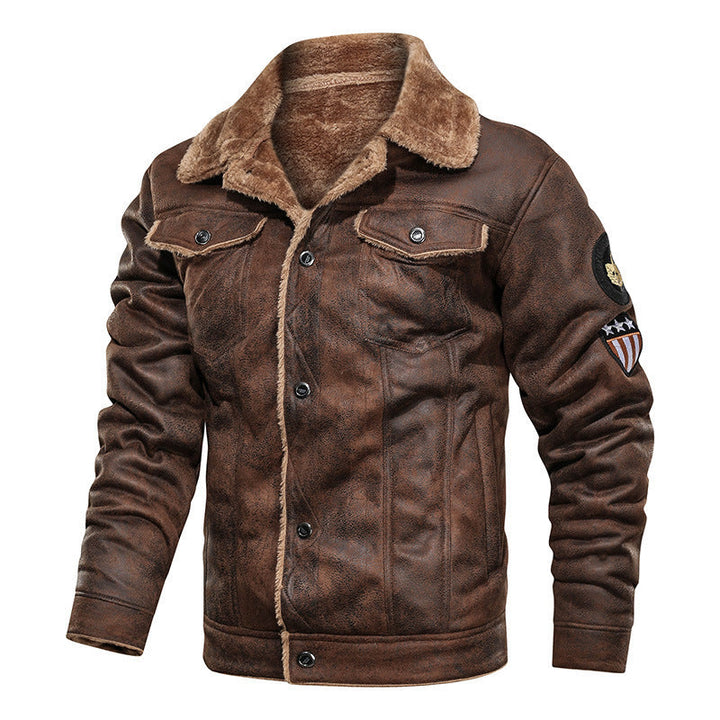 Men’s lined denim jacket with teddy lining and snap-button fastening