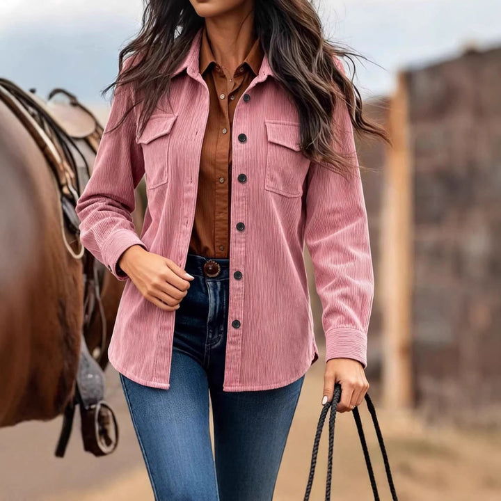 Women's corduroy jacket with practical chest pockets