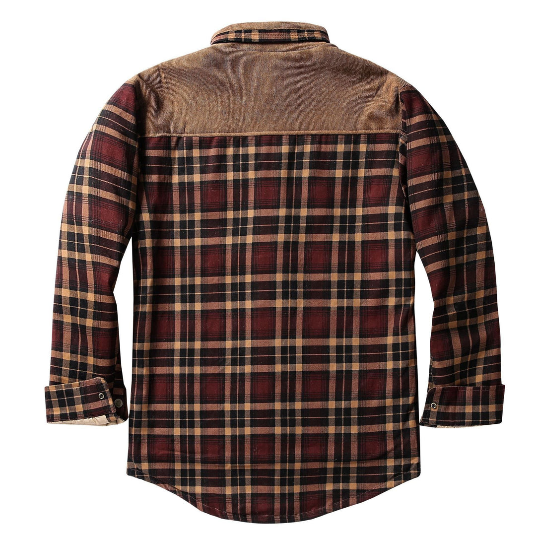 Men's shirt jacket with plaid pattern and pockets