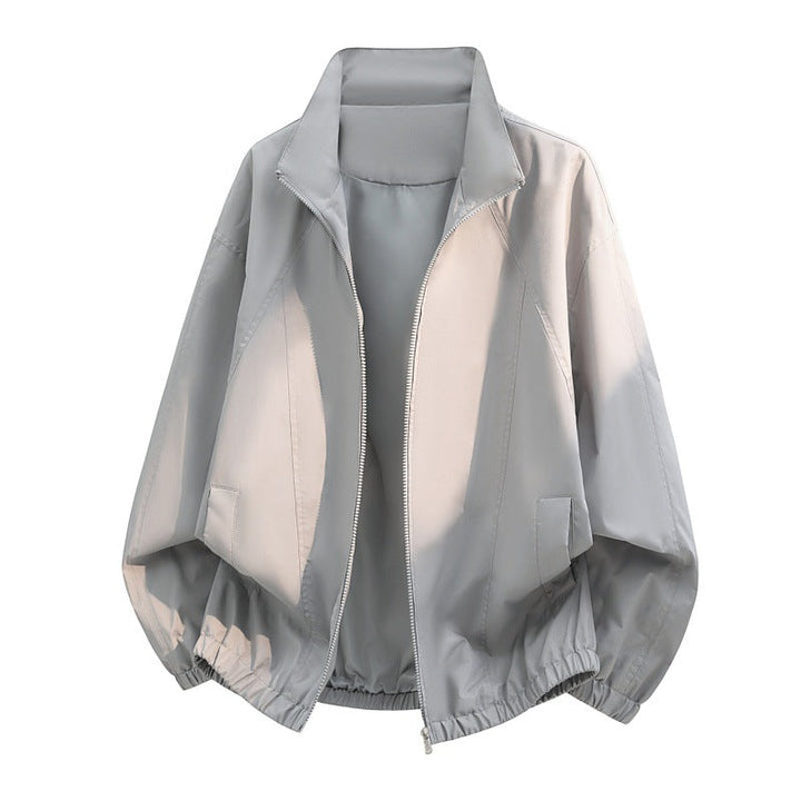 Men’s oversized lightweight blouson jacket with a stand collar and elastic hem
