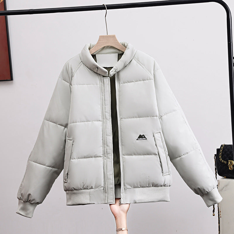 Women's Short Quilted Blouson Jacket with a High Stand-Up Collar