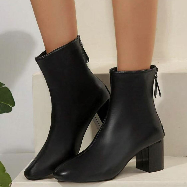 Women’s ankle boots with a zipper and moderate block heel