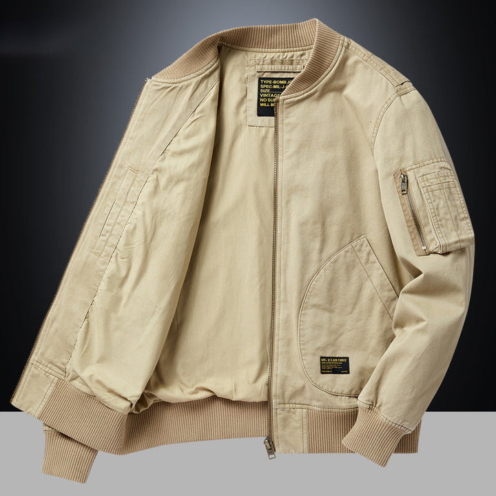Men's long-sleeve bomber jacket with pockets