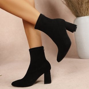 Women's ankle boots with block heels and soft lining