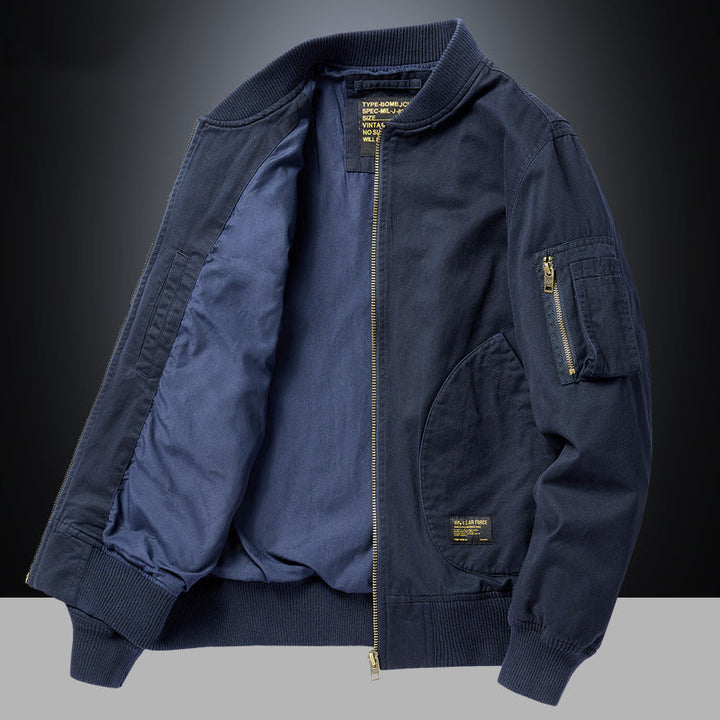 Men's long-sleeve bomber jacket with pockets