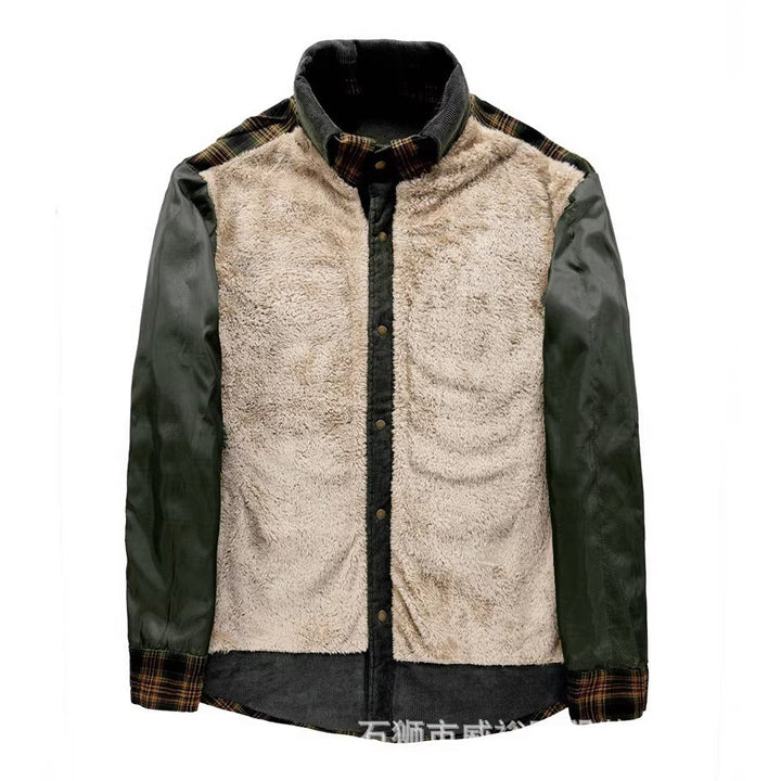 Men's shirt jacket with plaid pattern and pockets