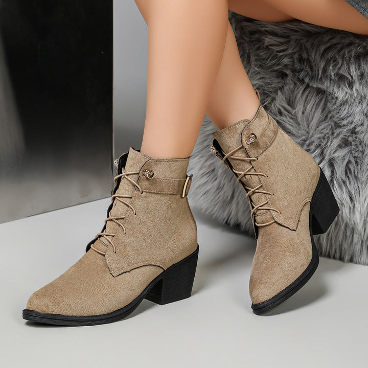 Women’s lace-up ankle boots with block heels and high comfort
